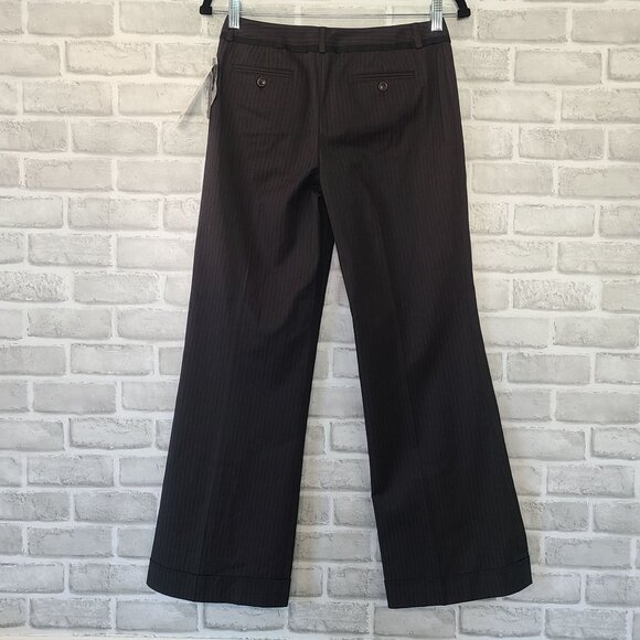 Nine West Slouchy Cyndi Trousers Black Pinstripe Classic Career NEW 2 Petite $89 - Picture 2 of 9